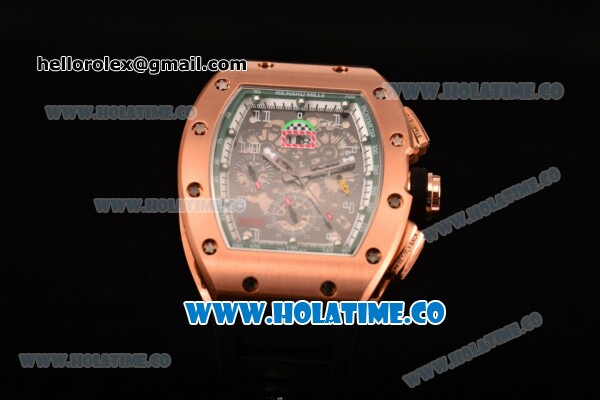 Richard Mille RM005 FM Asia Automatic Rose Gold Case with Skeleton Dial and Green Inner Bezel - Click Image to Close